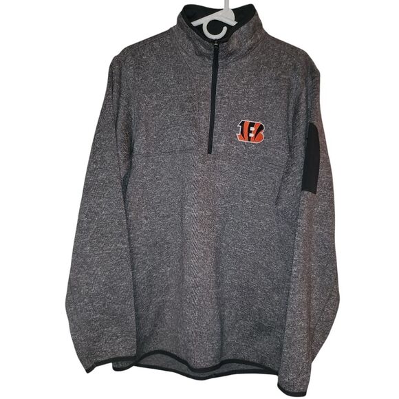 Men's Antigua Cincinnati Bengals Fleece-lined Pullover 1/4 Zip Sweater Sz Large - Picture 1 of 11